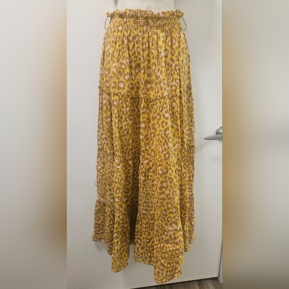 Zimmermann Carnaby Leopard-Print Cotton-Voile Maxi Skirt Mob Wife Size 1 - Picture 5 of 7